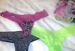 SIL thongs on hotel room bed pre stroking